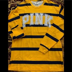 Victoria’s Secret PINK Rugby Shirt, long sleeves with bottom side slits.